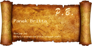 Panek Britta névjegykártya